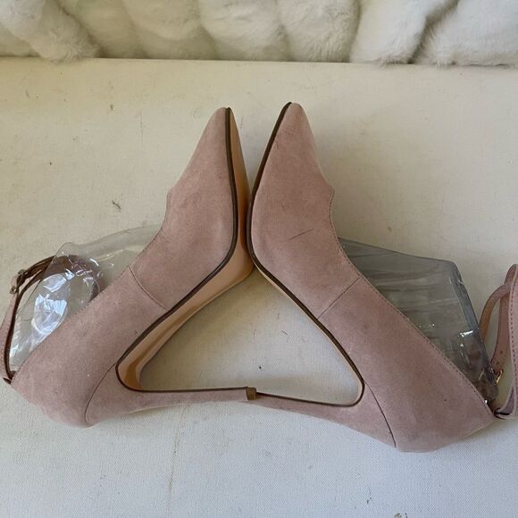 Shoe Dazzle  Solena blush pink faux suede ankle straps heels pointed toe… - Picture 6 of 11